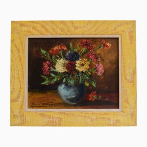 Marcel Catelein, Stillleben mit Blumenstrauß, 1960er, Öl auf Leinwand, Gerahmt
