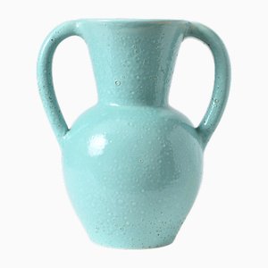 Vase Art Déco Turquoise Verni, 1920s