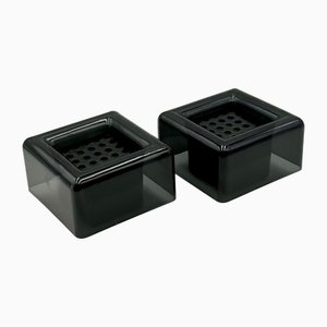 Cache-Pot Memory Space Age en Plastique Noir par Anna Mazzucchelli pour Vasstill, 1970s, Set de 2