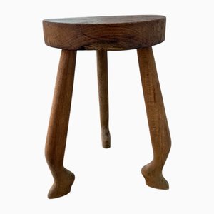 Dreibeiniger Hocker aus Eiche, 1950