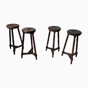 Bistrohocker aus Eiche, 1950, 4 . Set