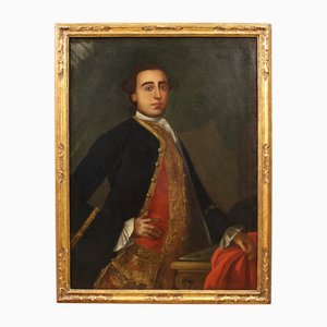 Italian Artist, Portrait of a Gentleman, 1760, Large Oil on Canvas, Framed