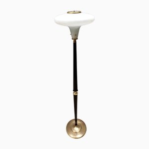 Italienische Vintage Stehlampe aus Holz & Messing, 1950er