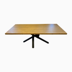 Dining Room Table with Raw Oak Top and Metal Legs