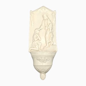 Jugendstil Weihwasserbecken von Sarreguemines, 1890er