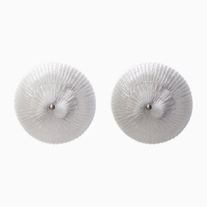 Plafonniers Ronds Vintage en Verre Murano, 1970s, Set de 2