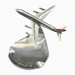 Verchromter Werbeaschenbecher von Swiss Air, 1950er