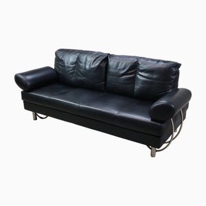 Europa Sofa in Black Leather from Zanotta, 1980s