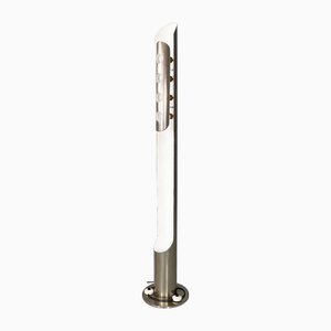Italian Space Age Round Floor Lamp in Metal with White Interior, 1970s