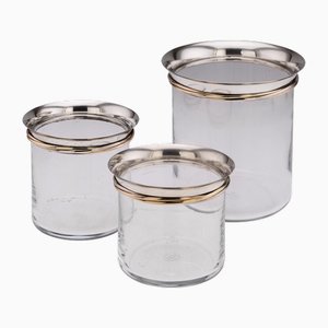 Französische Eiskübel & Champagnerkühler aus Glas mit Silbermontierung von Cartier, 1990er, 3er Set