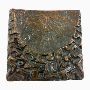 Maniglia brutalista per porta Alpana in bronzo, anni '70