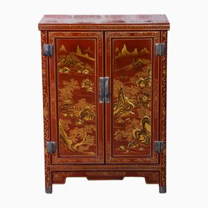 Petit Meuble Style Asiatique en Bois Laqué et Peint, Chine, 1850s