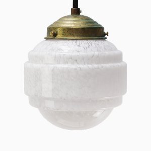 French Clichy White Glass Pendant Lamp