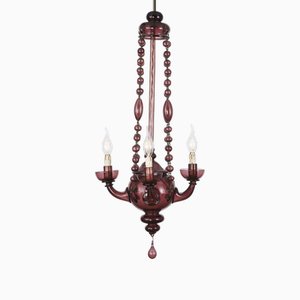 Venetian Amethyst Blown Glass Chandelier, Early 1900s