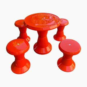 Space Age Patrio Furniture in Bright Orange by Analit Osijek, 1970s, Set of 5