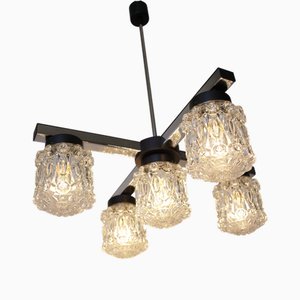 Mid-Century Chrome Chandelier, Czechoslovakia, 1970s