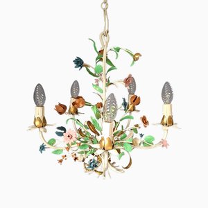 Italian Toleware Floral Chandelier, 1960s