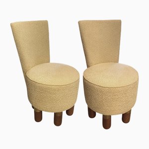 Brutalistische Sessel aus Bouclé & Ahornholz, 1980er, 2er Set