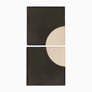 Tiles Moon Black Ceramic Decorative Wall Lamp by Violaine d'Harcourt