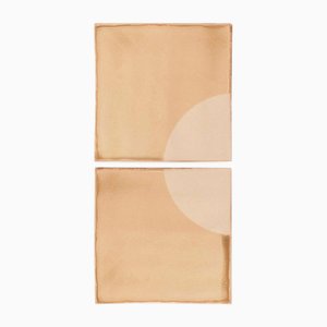 Tiles Moon Cream Ceramic Decorative Wall Lamp by Violaine d'Harcourt