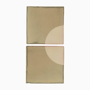 Tiles Moon Green Ceramic Decorative Wall Lamp by Violaine d'Harcourt