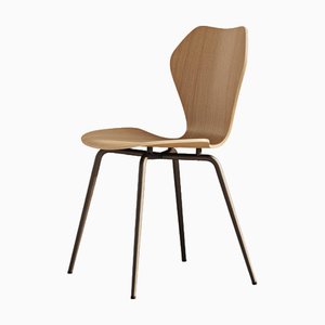 KA237 Natural Beech Wood Seat and Powder-Coated Steel Dining Chair by Vzor