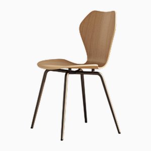 Chaise de Salle à Manger Ka237 Contract en Chêne Naturel et Acier enduit de Poudrage par Vzor