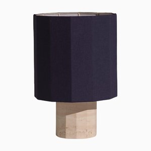 Weiße mittelgroße Roma II Dodecagon Tischlampe aus Travertin von Nassi