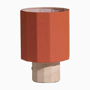 White Travertine Small Roma II Dodecagon Table Lamp by Nassi