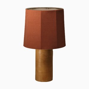Schokoladenbraune mittelgroße Sonora Tischlampe aus Leinen von Nassi