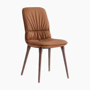 Chaise Coco en Cuir Cognac et Noyer par Morica Design