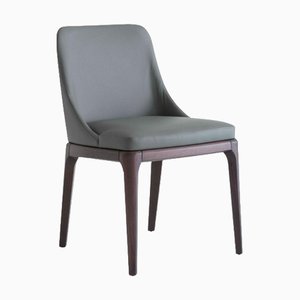 Antigona Stuhl aus anthrazitfarbenem Leder & dunkler Eiche von Morica Design