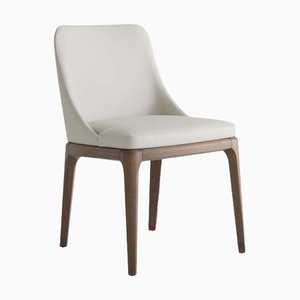 Antigona Oyster Leather and Walnut Chair by Morica Design