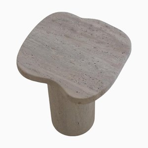Organic Top 40 Muted Beige Travertine Square Side Table by Beije Avenue