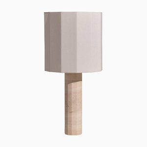 Lampada da tavolo Roma II Dodecagon in travertino bianco di Nassi
