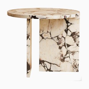 White Calacatta Violet Marble Side Table with Round Top by Lebanto