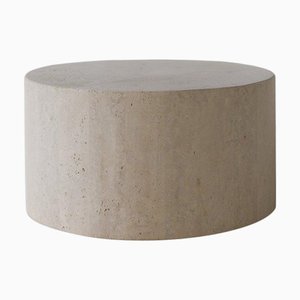 Mesa de centro decorativa Cube 80 redonda de travertino apagado en beige de Beije Avenue