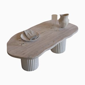 Organic Top 120 Beige Travertine Decorative Low Coffee Table by Beije Avenue