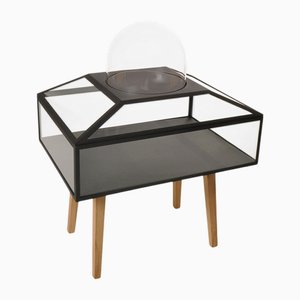 Meuble Décoratif 4 en Acier Revêtement par Poudre, Verre et Bois de Chêne par JSPR