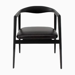 Romy Pull Up 06 Leather Upholstery and Matte Black Frame Chair by Casa Casati