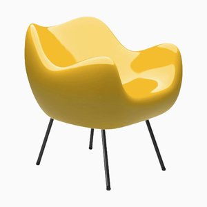 Rm58 Classic Yellow Composite Seat and Powder-Coated Steel Legs Armchair by Vzor