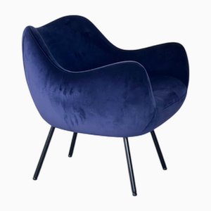Rm58 Soft Synergy Wool Seat and Powder-Coated Black Steel Armchair by Vzor
