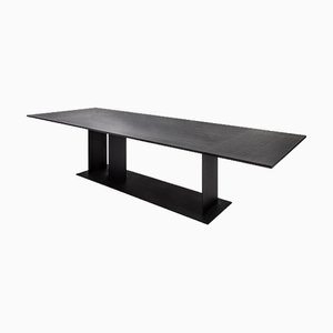 Berlino 300 Matt Grey Oak Top and Matt Black Metal Base Table by Casa Casati