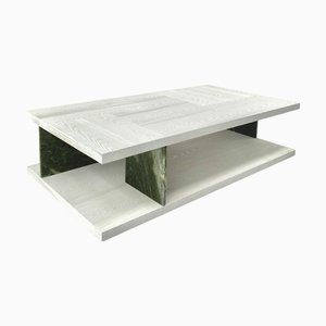 Mesa de centro Barcelona 150 de alerce blanco y mármol Verde Ming de Casa Casati