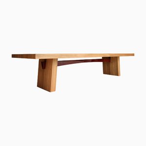 Wa 380 Matt Elm and Glossy Red Beam Dining Rectangular Table by Casa Casati