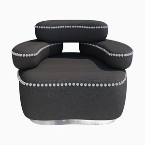 Leather Black Alfie Lounge Chair by Melis Tatlicibasi