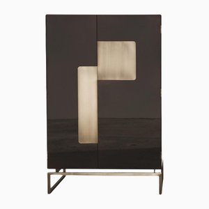 Meuble Giorgio I Oxblood en Laque Brillante et Métal Bronze Clair par Casa Casati