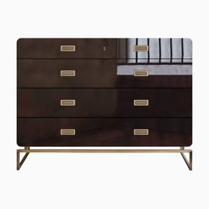 Vincenza Oxblood Glossy Lacquer and Light Bronze Metal Cabinet by Casa Casati