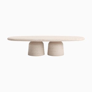 Nissa Travertino Stone Coffee Table by Ivan Colominas