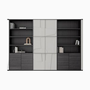 Mueble de pared de biblioteca en blanco y negro de Ultramobili